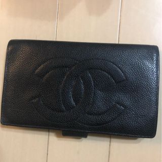 シャネル(CHANEL)のCHANELシャネルキャビアスキン財布.ブラック(財布)