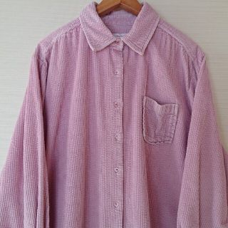 ☆US古着コーデュロイシャツ/ペールピンク/ビッグサイズ/XL(シャツ/ブラウス(長袖/七分))