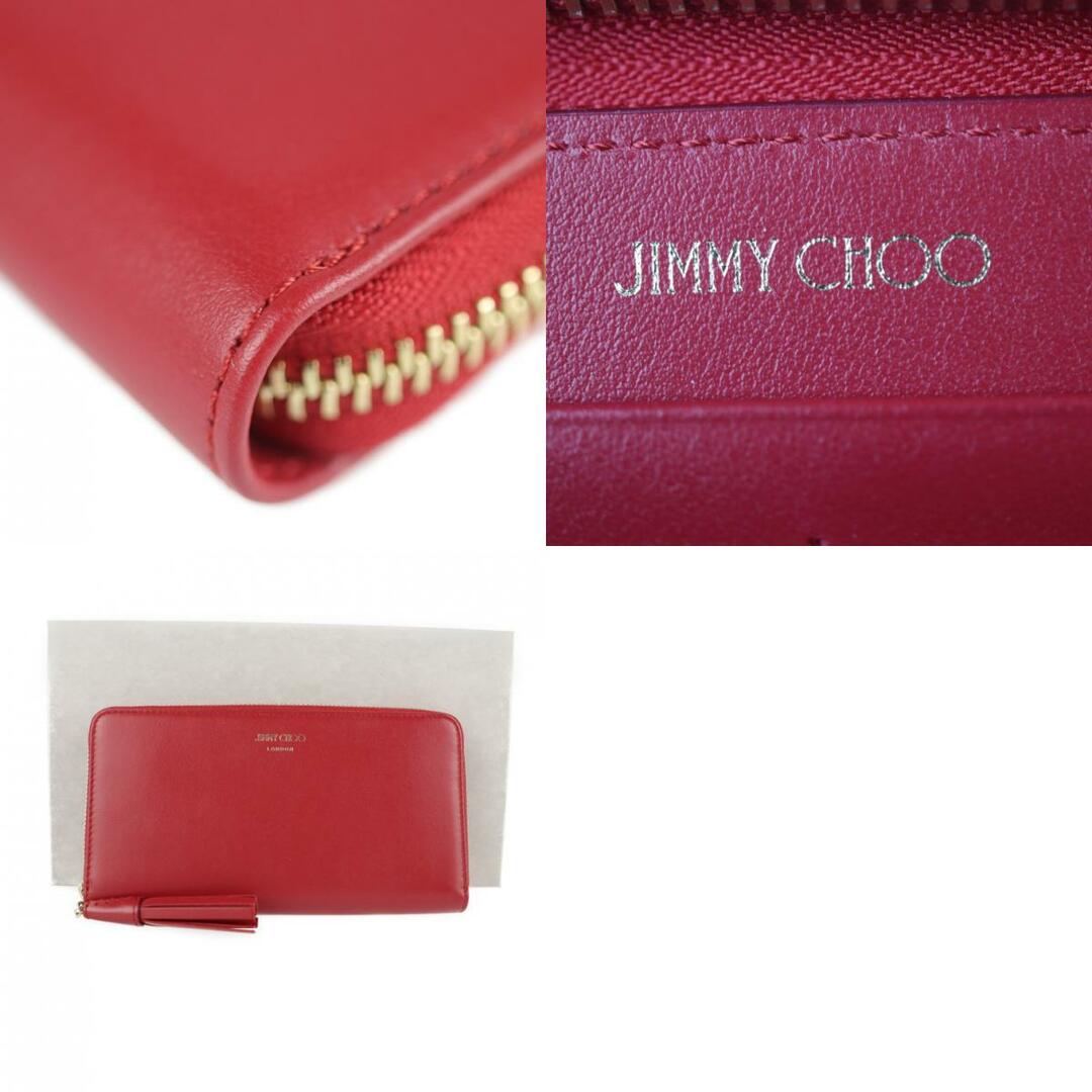 JIMMY CHOO(ジミーチュウ)のJIMMY CHOO ジミーチュウ  ATHINI ZIP 長財布  レザー   レッド ゴールド金具  ラウンドファスナー タッセル 【本物保証】 レディースのファッション小物(財布)の商品写真