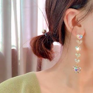 ◆インポートピアス◆ラスト1◆2wayビジュー×2ポイントスウィングパールピアス