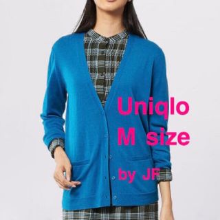 ユニクロ(UNIQLO)のユニクロ★エクストラファインメリノロングカーディガン★ターコイズブルー★中古美品(カーディガン)