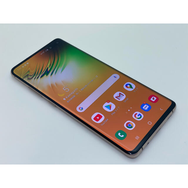 (454)galaxy S10 5G 256GB ゴールド SIMフリー67インチカラー