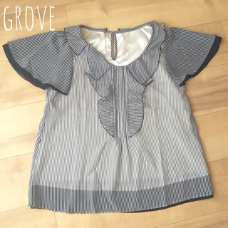 グローブ(grove)のストライプ柄 ♡ シフォンブラウス (シャツ/ブラウス(半袖/袖なし))