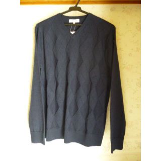 ザショップティーケー(THE SHOP TK)のWORLD アーガイルチェック セーター M NAVY(ニット/セーター)