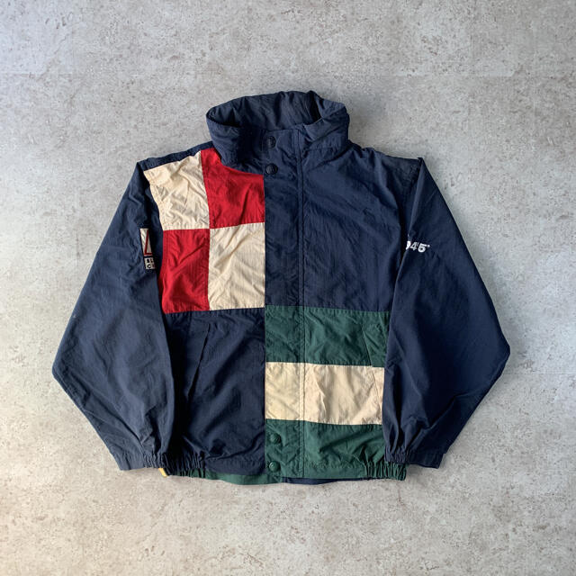 90s NAUTICA nylon jacket 配色グッド 刺繍ロゴ レア