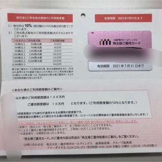 イセタン(伊勢丹)の三越伊勢丹 株主 ご優待 株主優待カード（限度額100万円10%割引）21/7迄(ショッピング)