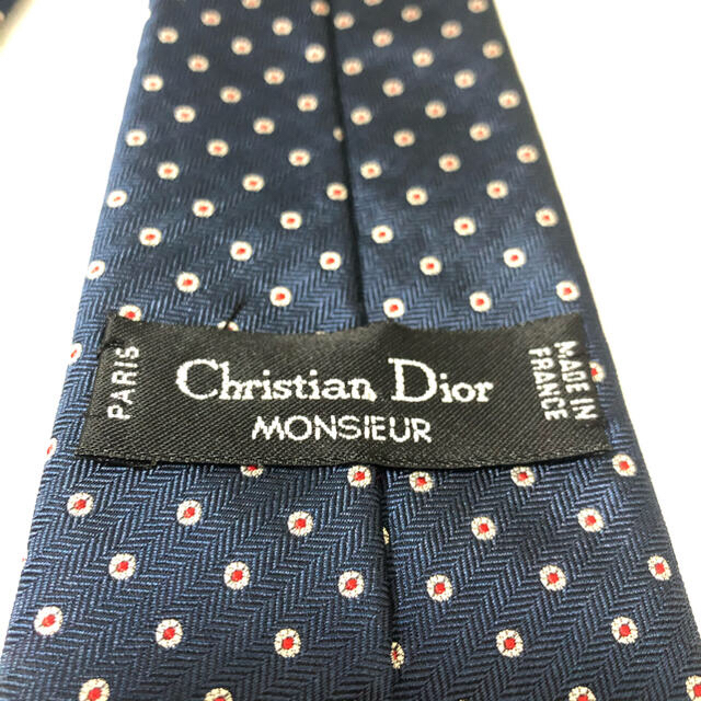 Christian Dior(クリスチャンディオール)のクリスチャン ディオール ドット柄 総柄 ネイビー ネクタイ メンズのファッション小物(ネクタイ)の商品写真