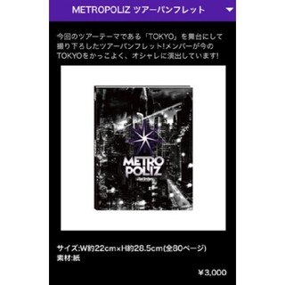 サンダイメジェイソウルブラザーズ(三代目 J Soul Brothers)の《未開封》三代目 METROPOLIZ 2017 ツアーパンフレット(ミュージシャン)