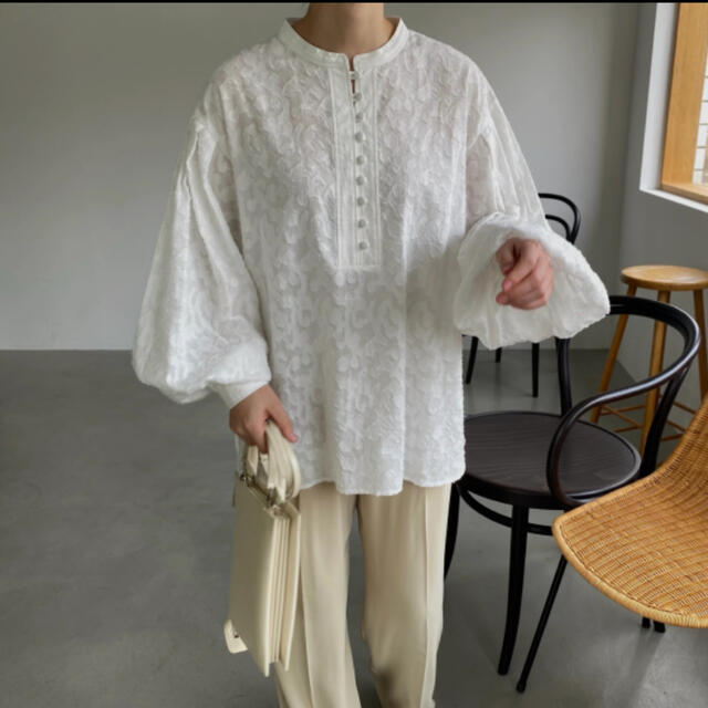 willfully stand collar cotton dobby BL - シャツ/ブラウス(長袖/七分)