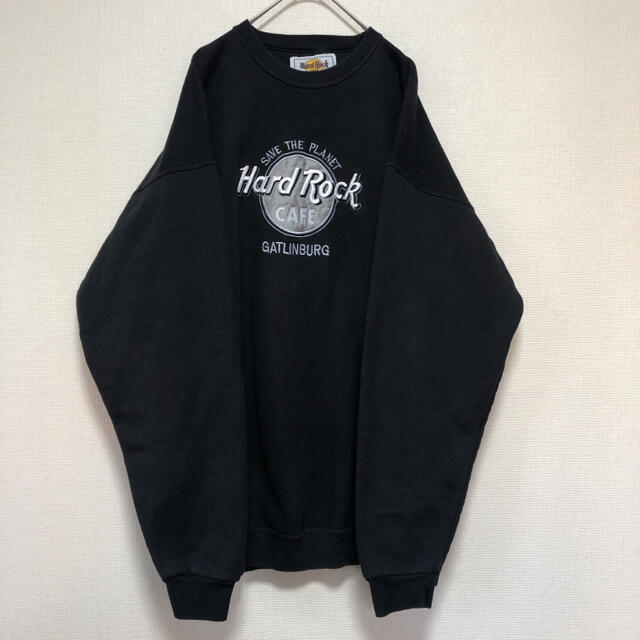 【入手困難】ハードロックカフェ  スウェット　トレーナー　黒銀　90s 刺繍ロゴ メンズのトップス(スウェット)の商品写真