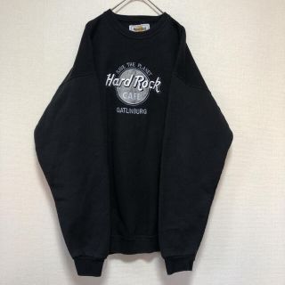 【入手困難】ハードロックカフェ  スウェット　トレーナー　黒銀　90s 刺繍ロゴ(スウェット)