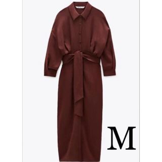 ザラ(ZARA)の【新品未使用】ZARA ベルト付きシャツワンピース M(ロングワンピース/マキシワンピース)