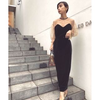 アメリヴィンテージ(Ameri VINTAGE)のAMERI▪️ TULLE SLEEVE TIGHT DRESS(ロングワンピース/マキシワンピース)