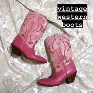 デプト(DEPT)のvintage leather western boots 23.5〜24.5(ブーツ)