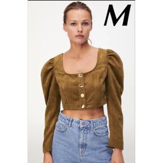 ザラ(ZARA)の【新品未使用】ZARA コーデュロイクロップド丈トップス  M(カットソー(長袖/七分))