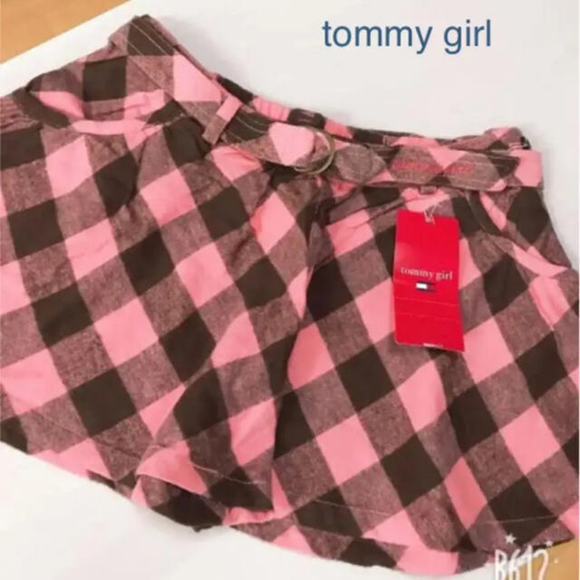 tommy girl(トミーガール)のtommy girl❤︎サーモンピンク×グレーチェックキュロットスカート 新品 レディースのスカート(ミニスカート)の商品写真