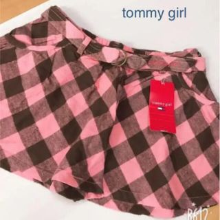 トミーガール(tommy girl)のtommy girl❤︎サーモンピンク×グレーチェックキュロットスカート 新品(ミニスカート)