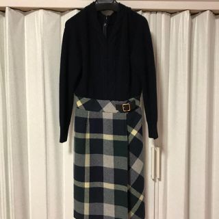 バーバリーブルーレーベル(BURBERRY BLUE LABEL)のクレストブリッジチェックフロスティツイードワンピース(ロングワンピース/マキシワンピース)