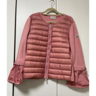 モンクレール(MONCLER)のmoncler モンクレール　ライトダウン　カーディガン　ニット　ピンク　美品(ダウンジャケット)