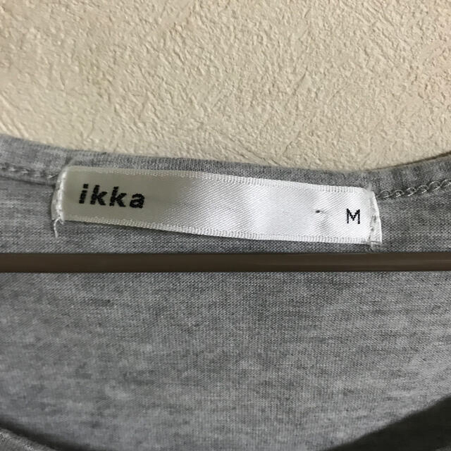 ikka(イッカ)の月末お値下げ❣️ikka  カットソー　グレー×オフホワイト レディースのトップス(カットソー(長袖/七分))の商品写真