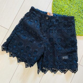 ヌメロヴェントゥーノ(N°21)の美品　N°21 ヌメロキッズ 120 ネイビー レース キュロット 定42900(パンツ/スパッツ)