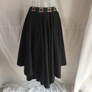 デプト(DEPT)の最終値下 vintage フレア ベルト スカート black(ひざ丈スカート)