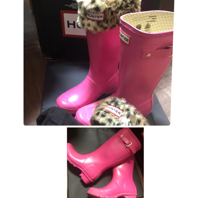 HUNTER(ハンター)の子供用ハンター長靴　ピンク　UK2 キッズ/ベビー/マタニティのキッズ靴/シューズ(15cm~)(長靴/レインシューズ)の商品写真