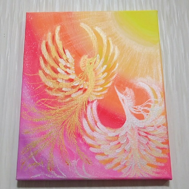 風水波動絵画*幸せな世界~光へ~ペア鳳凰 夫婦 金運 夢 希望 風水波動絵画*幸せな世界~光へ~ペア鳳凰 夫婦 金運 夢 希望
