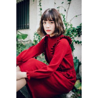 フィント(F i.n.t)の夜明けのダンスとフリルニットワンピース　LEBECCA boutique(ひざ丈ワンピース)