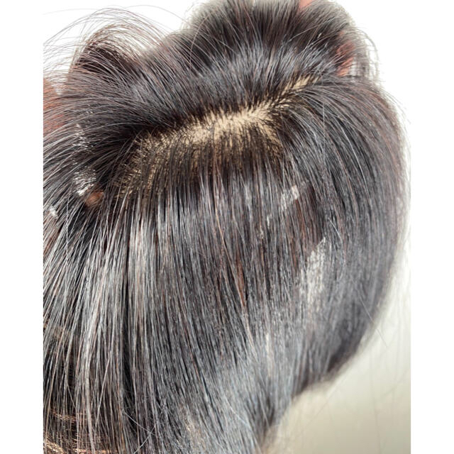 【人毛100%】つむじ隠しヘアピース　自然な黒髪色 | フリマアプリ ラクマ