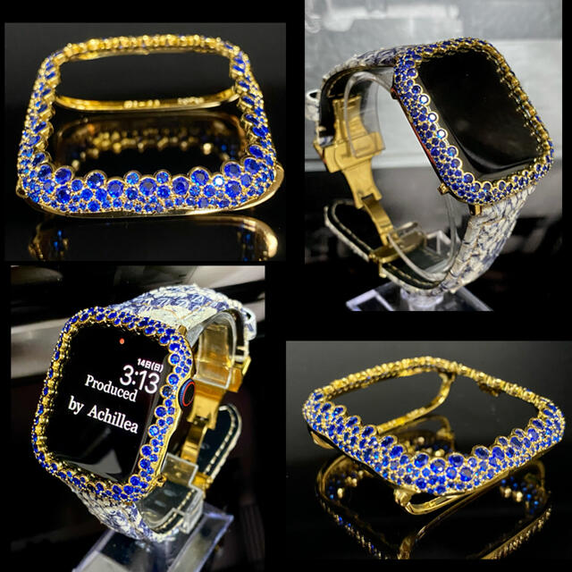 アップルウォッチ用カスタムダイヤカバーベルトセット　ブルースパークリング メンズの時計(腕時計(デジタル))の商品写真