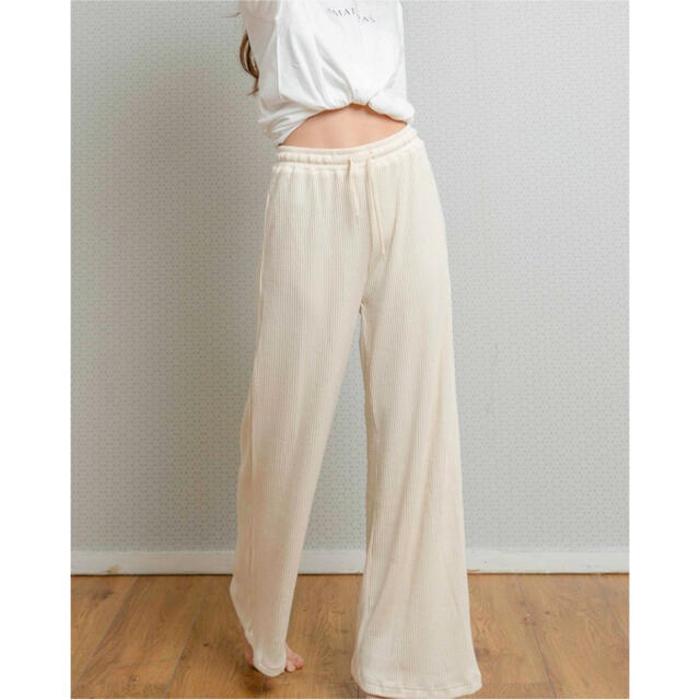 AMATERAS cotton wide knit pants / snowパンツ