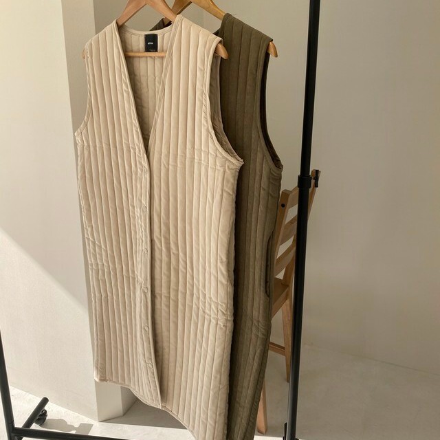 lawgy long quilting vest (アイボリー)の通販 by ゆたん's shop｜ラクマ