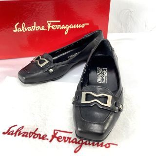 サルヴァトーレフェラガモ(Salvatore Ferragamo)の専用【美品】フェラガモ ガンチーニ レザー スクエアトゥ フラットシューズ 6D(ハイヒール/パンプス)