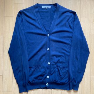 ユナイテッドアローズグリーンレーベルリラクシング(UNITED ARROWS green label relaxing)のGreen label relaxing コットンカーディガン　紺色　L(カーディガン)