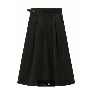 ジーユー(GU)のGUジーユー　新品未使用　コーデュロイフレアスカート　XLサイズ　ブラック(ロングスカート)