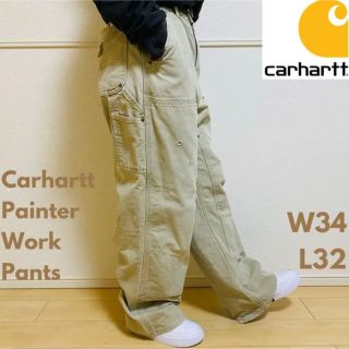 カーハート(carhartt)の【USA製】カーハート ダック地 革タグ ダブルニー ペインターパンツ ゆるだぼ(ワークパンツ/カーゴパンツ)