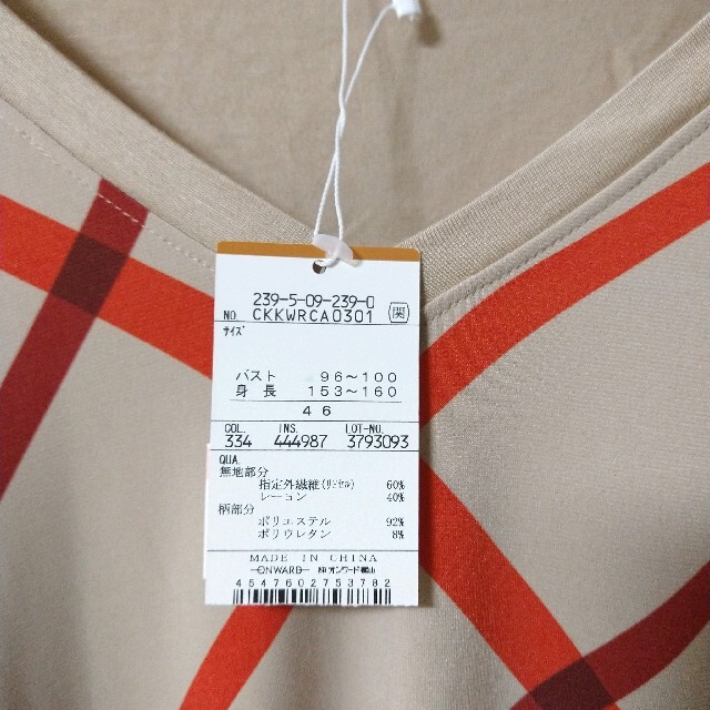 自由区(ジユウク)の新品　自由区　サイズ46 大きめサイズ　長袖カットソー　春夏 レディースのトップス(カットソー(長袖/七分))の商品写真
