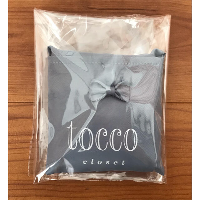 tocco(トッコ)の限定★プチりぼん付きロゴ入りエコバッグ★グレー★非売品★トッコクローゼット  レディースのバッグ(エコバッグ)の商品写真