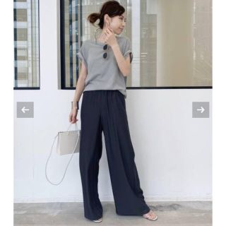 アパルトモンドゥーズィエムクラス(L'Appartement DEUXIEME CLASSE)のL'Appartement  Relax Wide Pantsネイビー36(カジュアルパンツ)