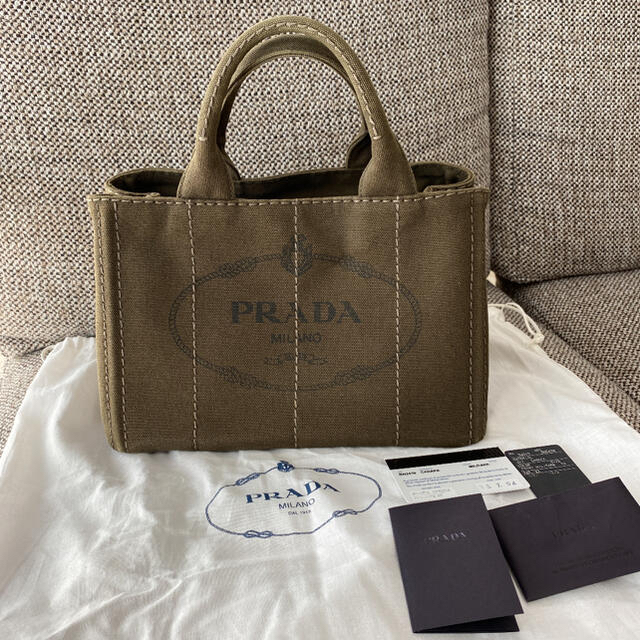 PRADA  カナパS カーキ 美品