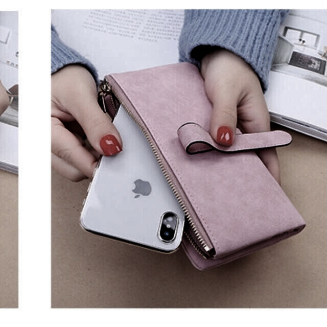 スエード調二つ折り長財布【ピンク】新品未使用 レディースのファッション小物(財布)の商品写真