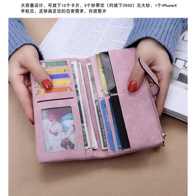 スエード調二つ折り長財布【ピンク】新品未使用 レディースのファッション小物(財布)の商品写真