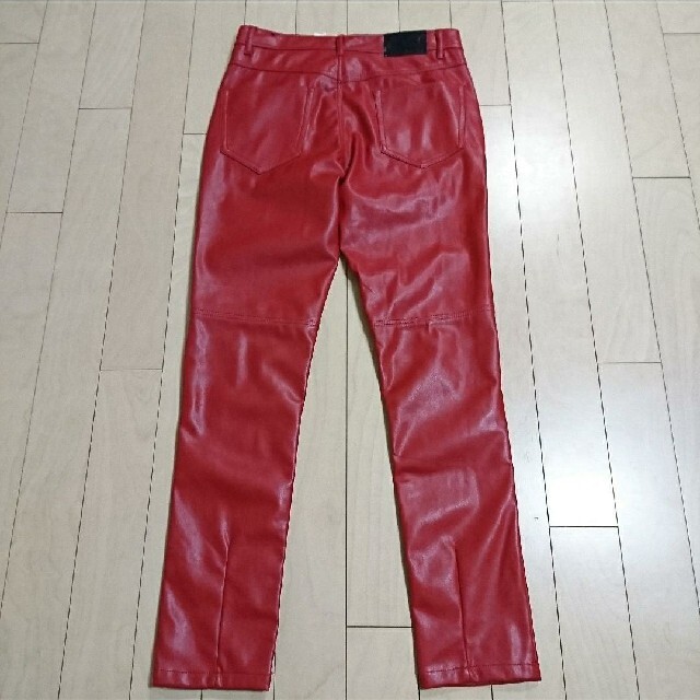 ZARA MAN レザー バイカー スキニー 38 S 30 レッド メンズ 1