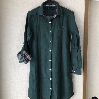 フレッドペリー(FRED PERRY)のフレッドペリー  シャツワンピース　チュニック シャツ　グリーン(シャツ/ブラウス(長袖/七分))