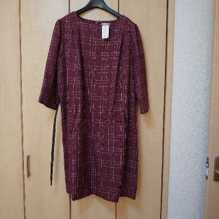 プライベートレーベル(PRIVATE LABEL)の☆新品☆Private Label　チェックワンピース　赤　ボルドー(ひざ丈ワンピース)