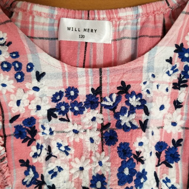 WILL MERY(ウィルメリー)のWILL MERY◆刺繍入りチェック柄ワンピース◆120 キッズ/ベビー/マタニティのキッズ服女の子用(90cm~)(ワンピース)の商品写真