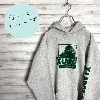 エクストララージ(XLARGE)の【アースカラー】エクストララージ　グリーン　ゴリラロゴ　スリーブロゴ　パーカー(パーカー)