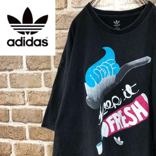 adidas(アディダス)の☆アディダス☆adidasロゴ半袖Tシャツ　歯ブラシ　ビッグサイズ　ゆるだぼ　黒 メンズのトップス(Tシャツ/カットソー(半袖/袖なし))の商品写真