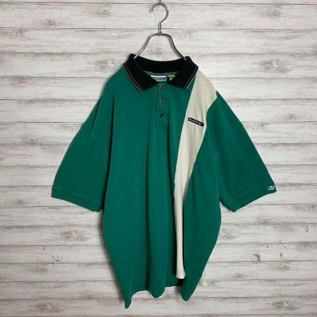 Reebok(リーボック)の【アースカラー】90s リーボック　刺繍　ベクターロゴ　グリーン　ポロシャツ メンズのトップス(ポロシャツ)の商品写真